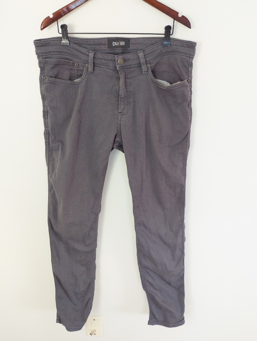 DU/ER No Sweat Slim Pant Grey Performance Stretch Chino Men's Size 36